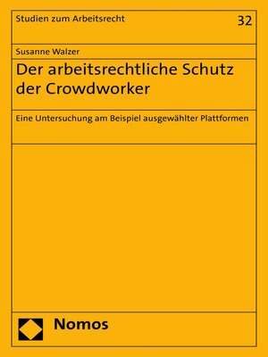 cover image of Der arbeitsrechtliche Schutz der Crowdworker